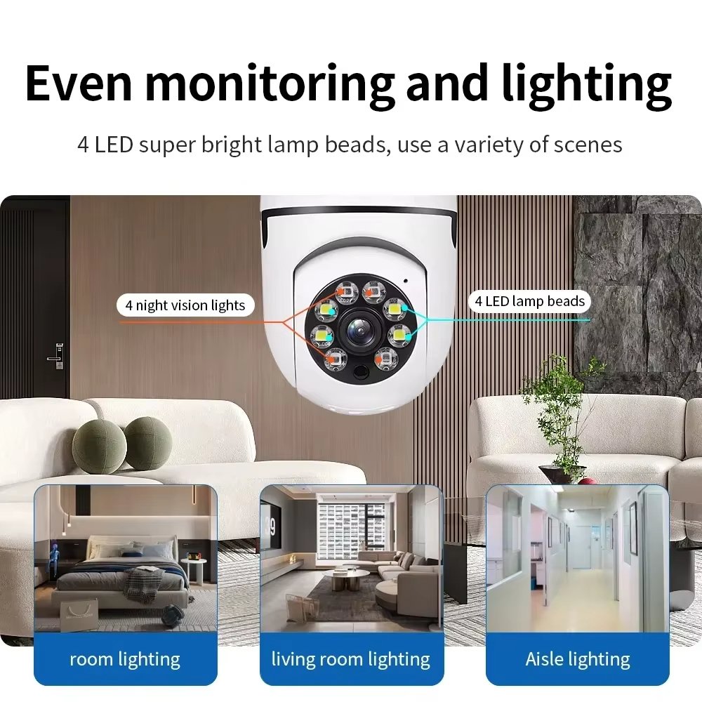 ABQ night vision wireless light bulb camera 360 Degree HD 1080p cctv hidden 2.4G wifi mini ip security digital camera