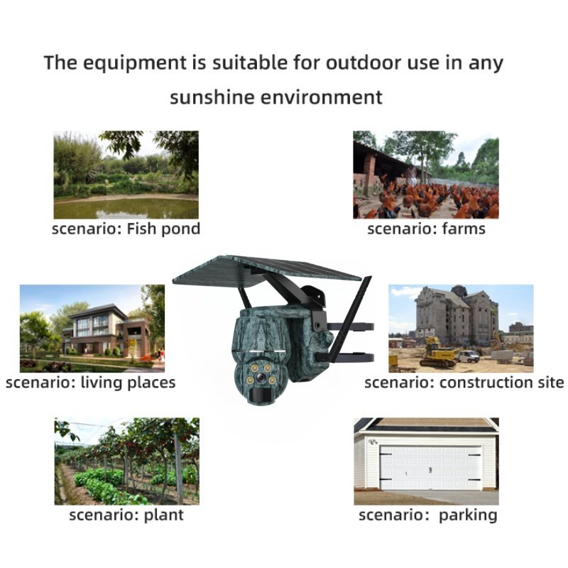 2024 Outdoor Camouflage 3MP 4G Solar Mini Camera Hunting Night Vision Trail Shooting PTZ Indoor Application Cloud Data Storage