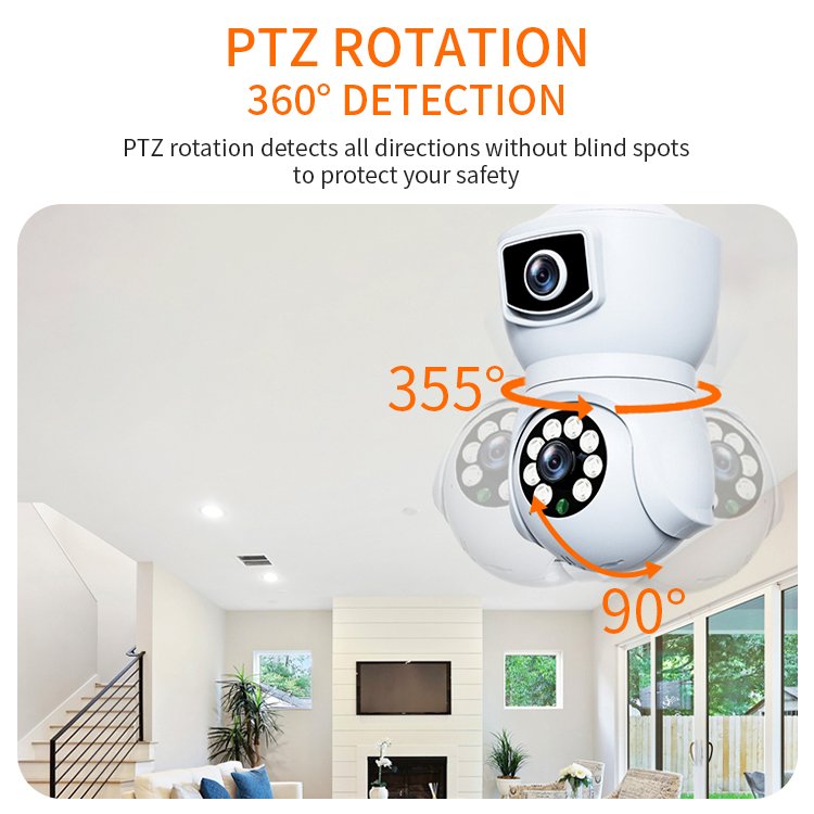 LEVOFAST Light-bulb Type Dual-lens Surveillance Wifi Camera Remote Monitoring 4MP Full-color Night Vision Gun Bulb CCTV Camera