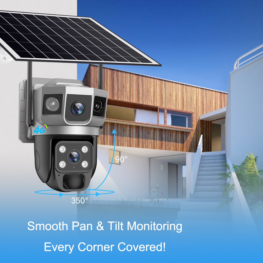 4K Outdoor Solar Security CCTV Camera Color Night Vision Detection Sound Alarm Home Security Low Power IP Network Camera