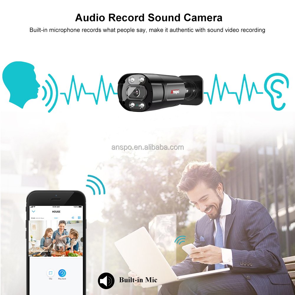 BNC AHD Bullet audio camera 5MP DVR security CCTV camera H.265 Analog tvi HD Infrared color vu Night Vision