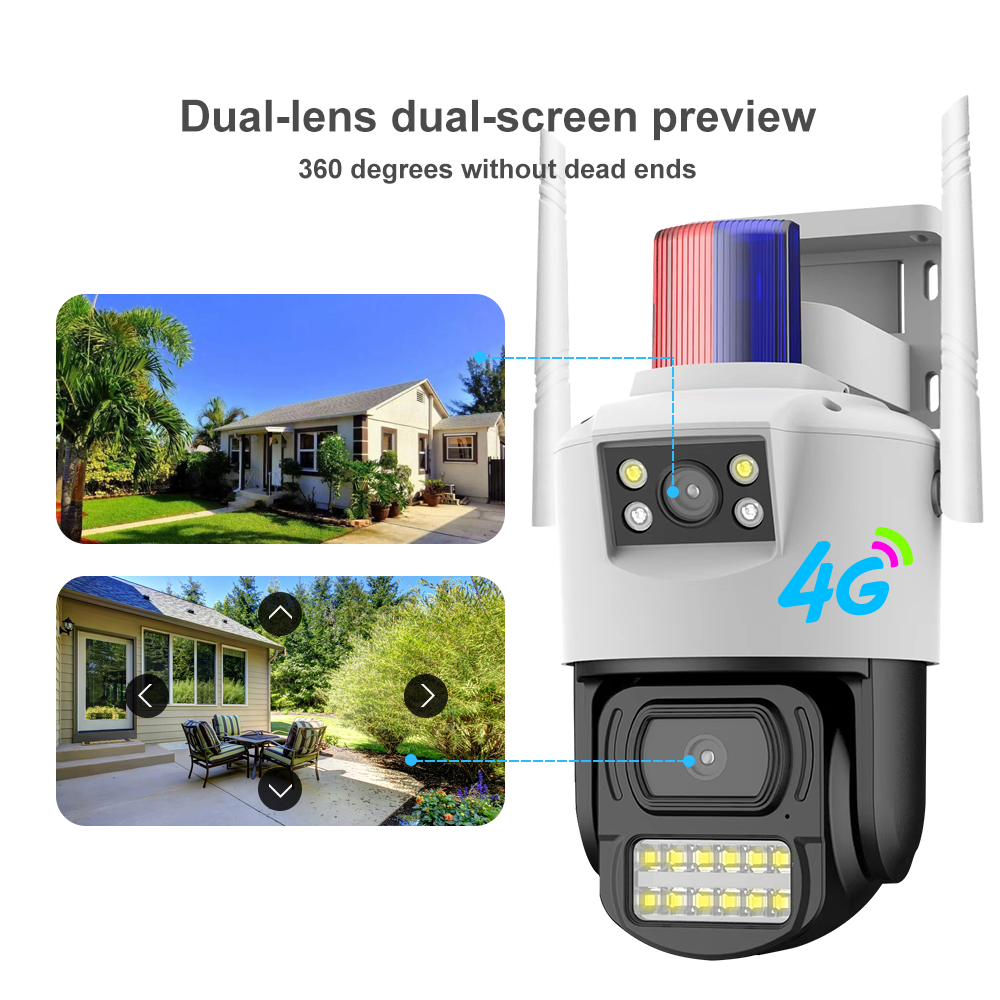 Ringsee 4MP Smart 4G Bullet Camera PTZ Dual Lens Zoom IP Security Camera Outdoor Waterproof Wireless Network Security Camera