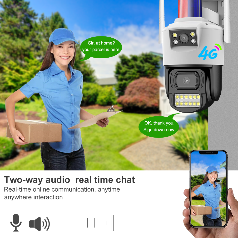 Ringsee 4MP Smart 4G Bullet Camera PTZ Dual Lens Zoom IP Security Camera Outdoor Waterproof Wireless Network Security Camera