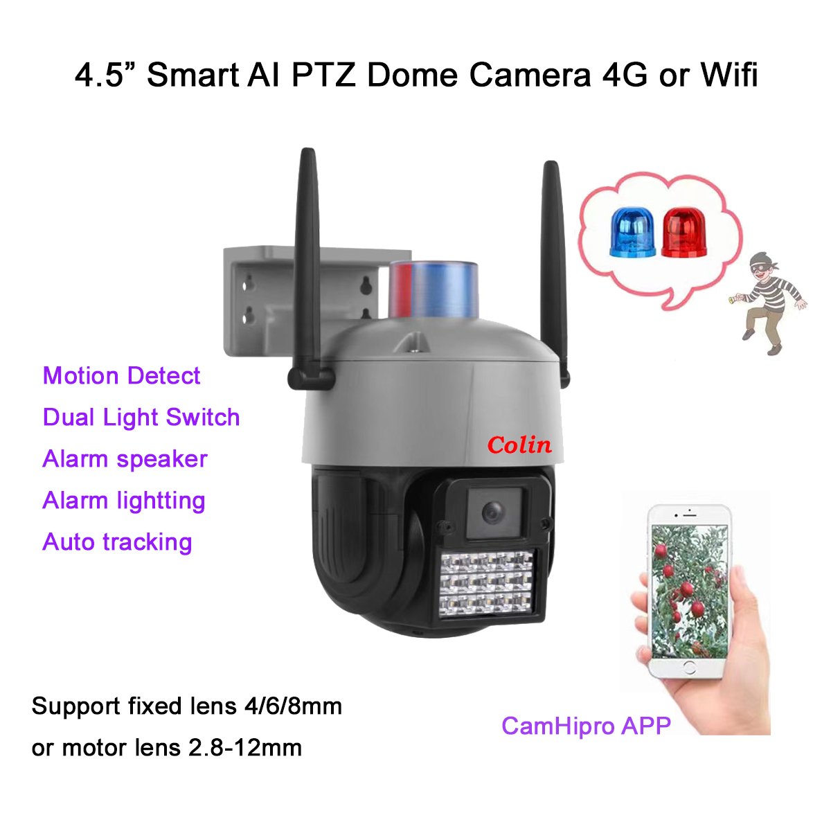 Top sale 80W+40AH wireless network camera with solar security 4.5'' solar power system 4G 5MP cctv ptz smart item