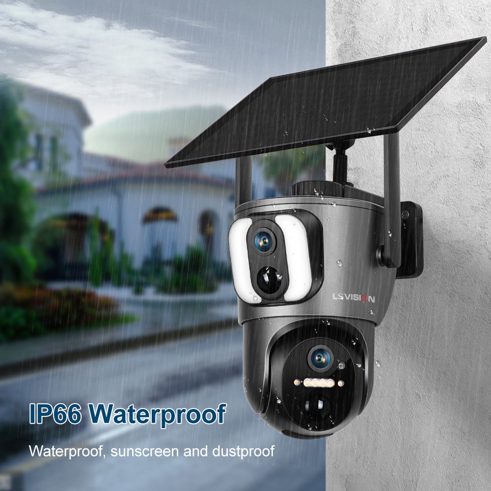 LS VISION 2023 Wireless 4G WiFi IP Solar Cctv Outdoor camera security Dual Lens Solar PTZ network camera