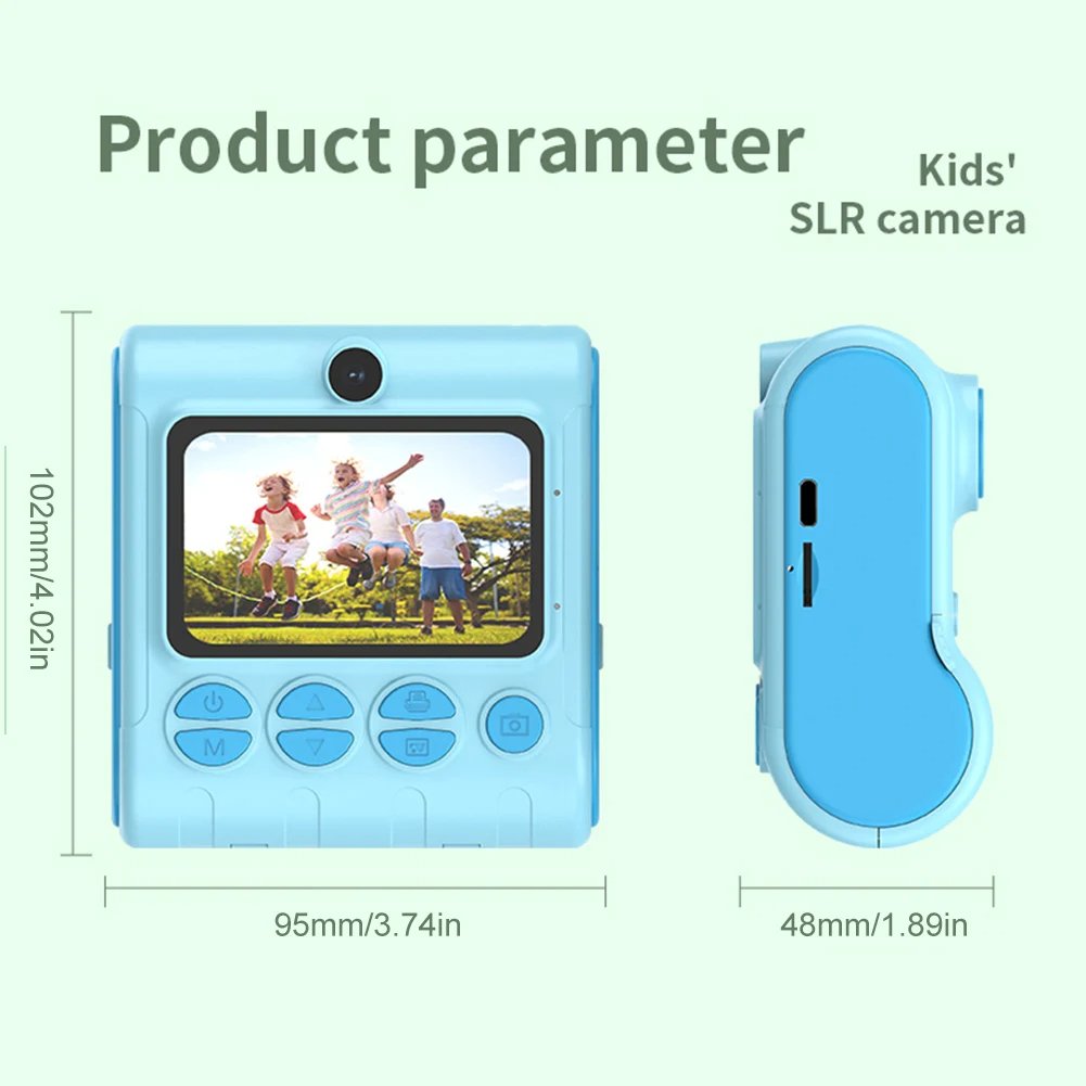 46MP Kids Camera Instant Printer Video 1080P Toddler Camera with 3 Rolls Photo Paper Mini Thermal Printer Children's Camera