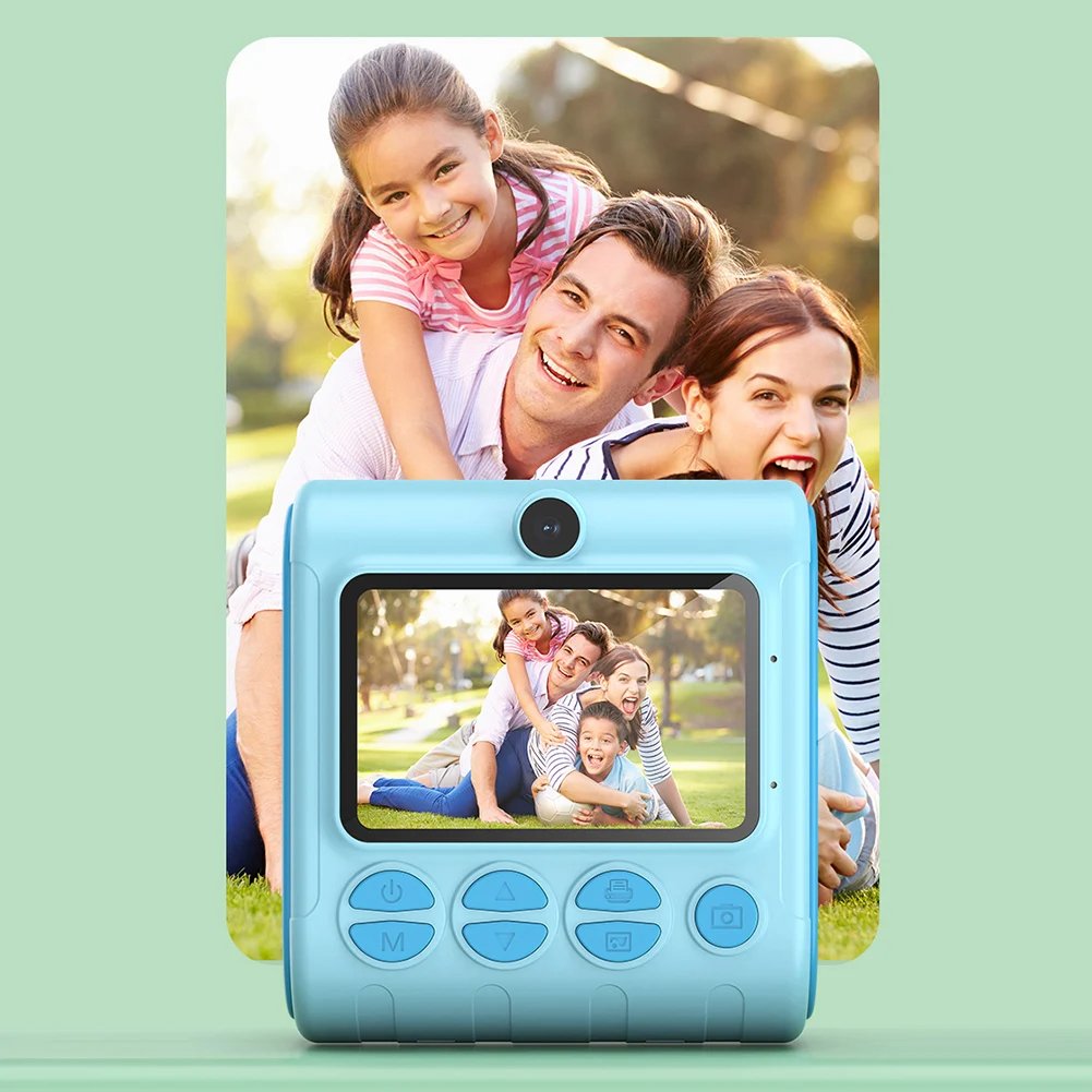 46MP Kids Camera Instant Printer Video 1080P Toddler Camera with 3 Rolls Photo Paper Mini Thermal Printer Children's Camera