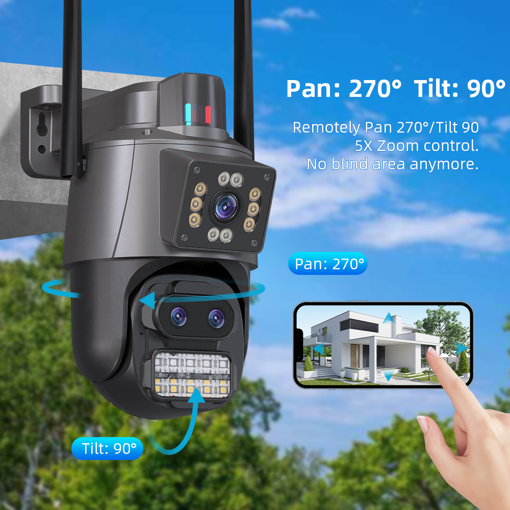 9MP Dual Screen Dual Lens Network Camera WIFI PTZ Camera Outdoor Waterproof Auto Tracking Security Camera ICSEE