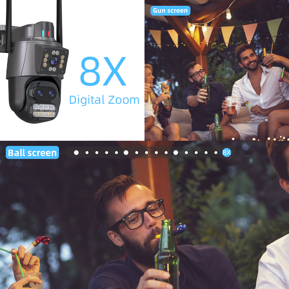 9MP Dual Screen Dual Lens Network Camera WIFI PTZ Camera Outdoor Waterproof Auto Tracking Security Camera ICSEE