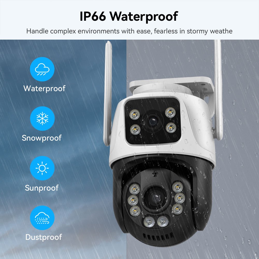 ICsee Outdoor 6MP Dual Lens Wireless PTZ CCTV Camera IP 6MP security cameras tracking WiFi Mini Dual Lens Linkage Network Camera
