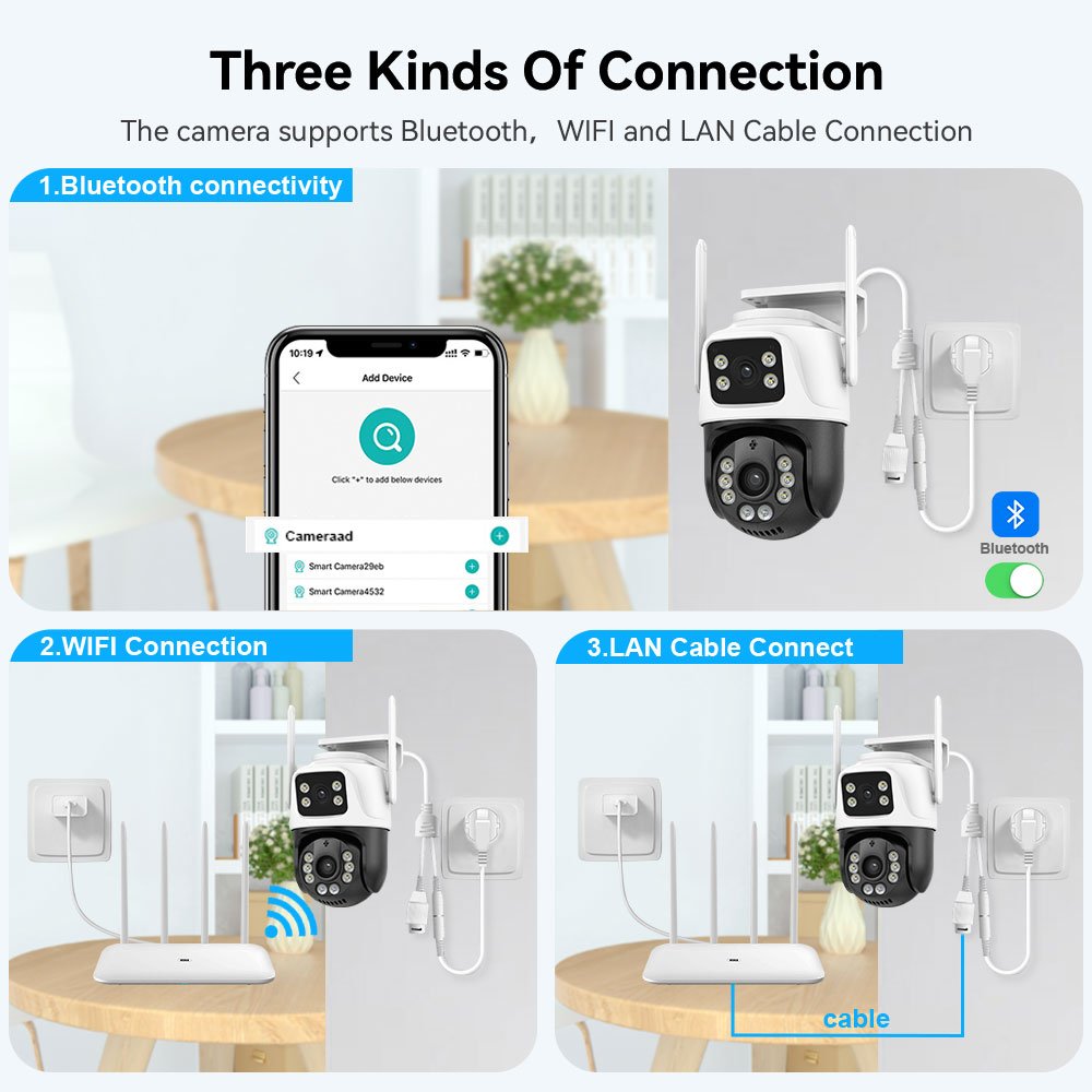 ICsee Outdoor 6MP Dual Lens Wireless PTZ CCTV Camera IP 6MP security cameras tracking WiFi Mini Dual Lens Linkage Network Camera