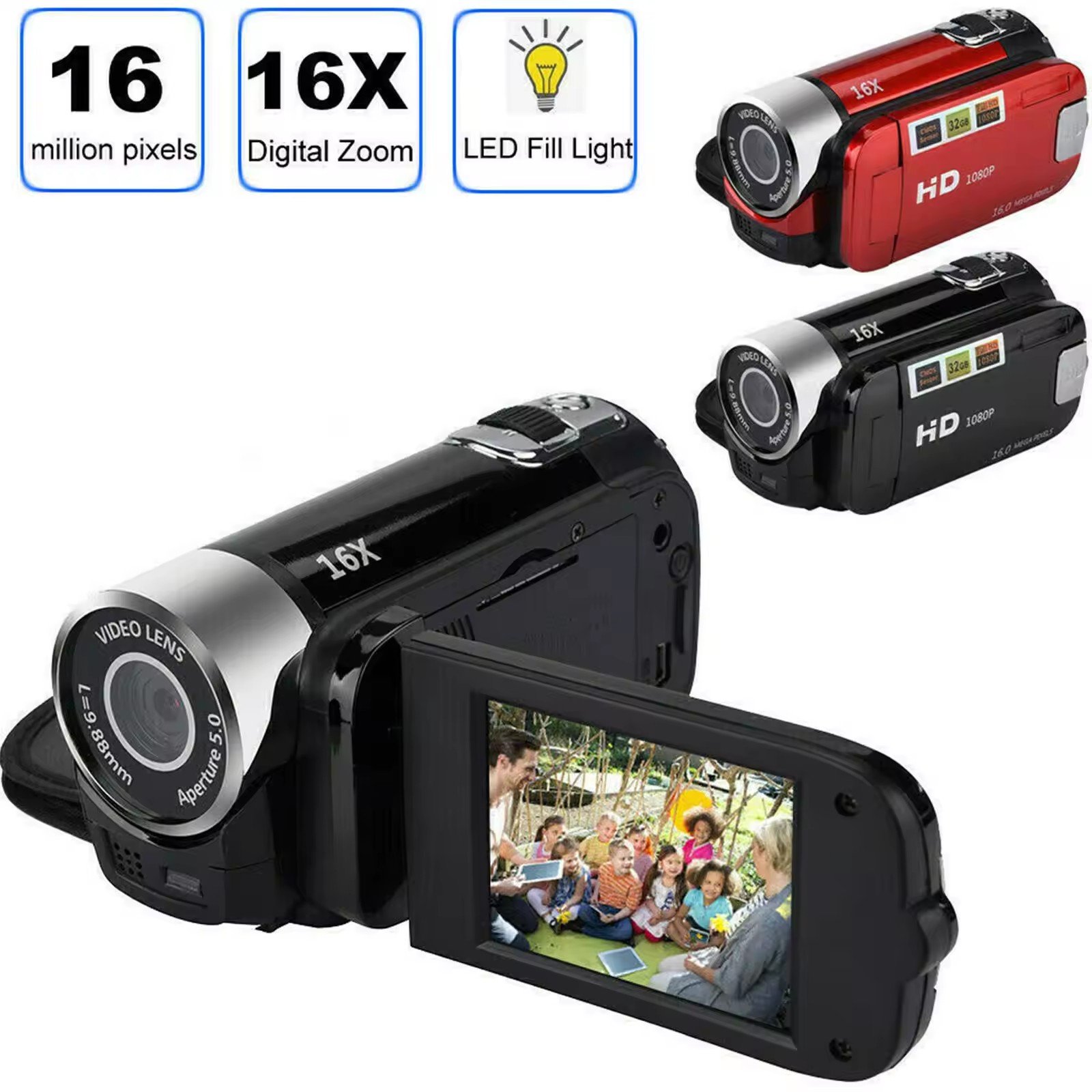Good DV90 1080P Game HD Document Large Digital Camera LCD Screen Display Mini Camera Portable Digital Video Recorder Body