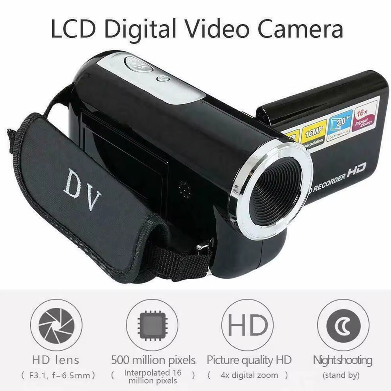 Good DV90 1080P Game HD Document Large Digital Camera LCD Screen Display Mini Camera Portable Digital Video Recorder Body