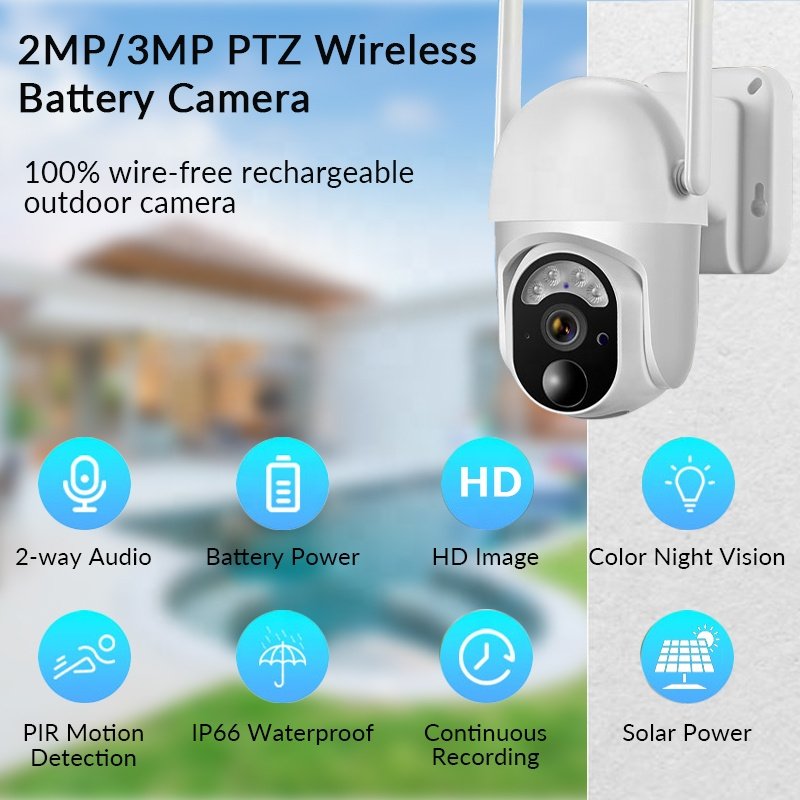 3MP Tuya Ubox Solar PTZ CCTV Camera IP66 Weatherproof Video Recording Wireless Full HD WiFi Camera