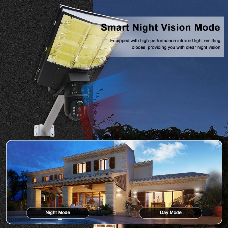 Solar Street Light with Camera 4G Wifi 4MP Outdoor Solar Monintoring Lamp CCTV Wireless Network Camera with 18W solar Camera