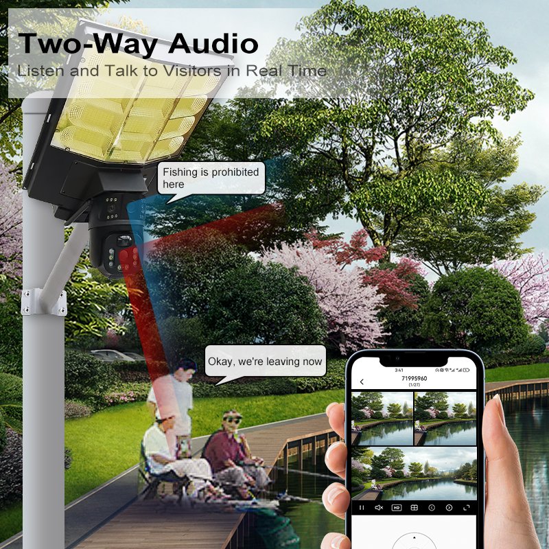 Solar Street Light with Camera 4G Wifi 4MP Outdoor Solar Monintoring Lamp CCTV Wireless Network Camera with 18W solar Camera
