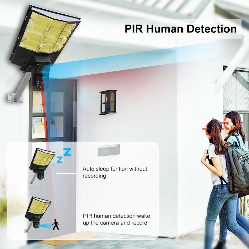 Solar Street Light with Camera 4G Wifi 4MP Outdoor Solar Monintoring Lamp CCTV Wireless Network Camera with 18W solar Camera