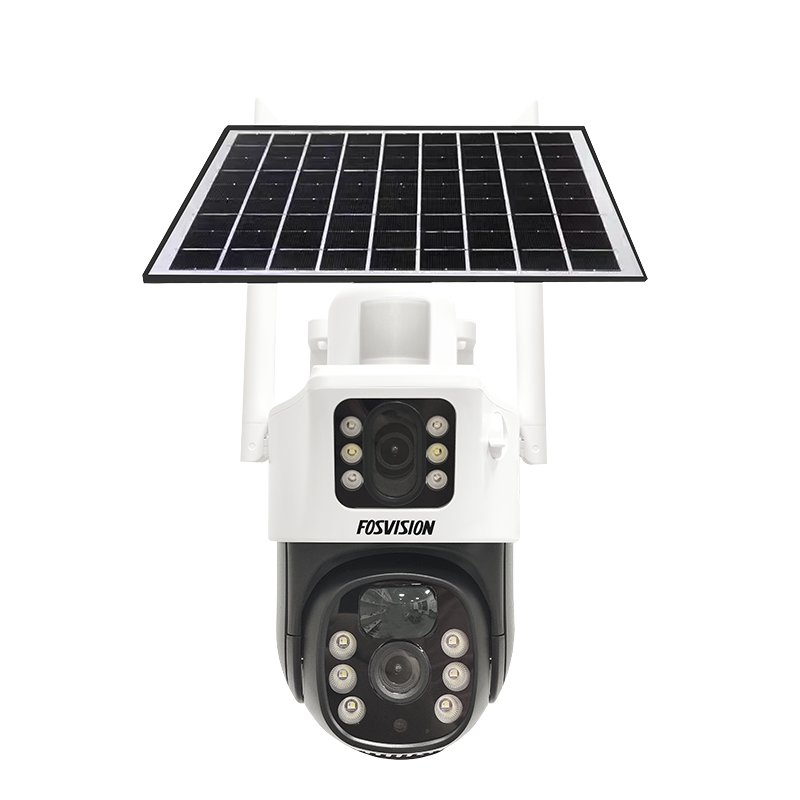 FOSVISION 2024New product Dual lens 4g solar ptz camera Low Power HD 4MP Color Night Vision With Audio Outdoor Waterproof Camera