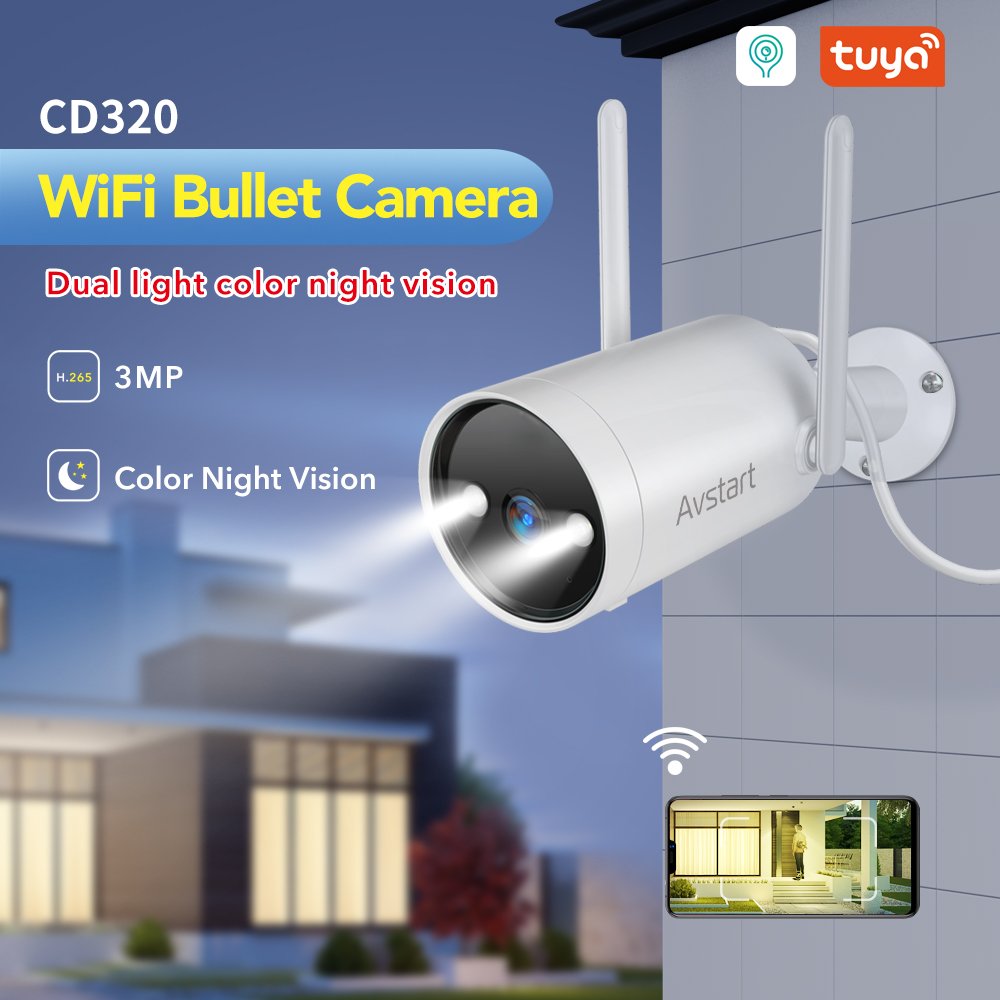 CD320 3MP 2K Surveillance Wireless Network Camera with Motion detection Color Night Vision CCTV HD Waterproof smart home Camera