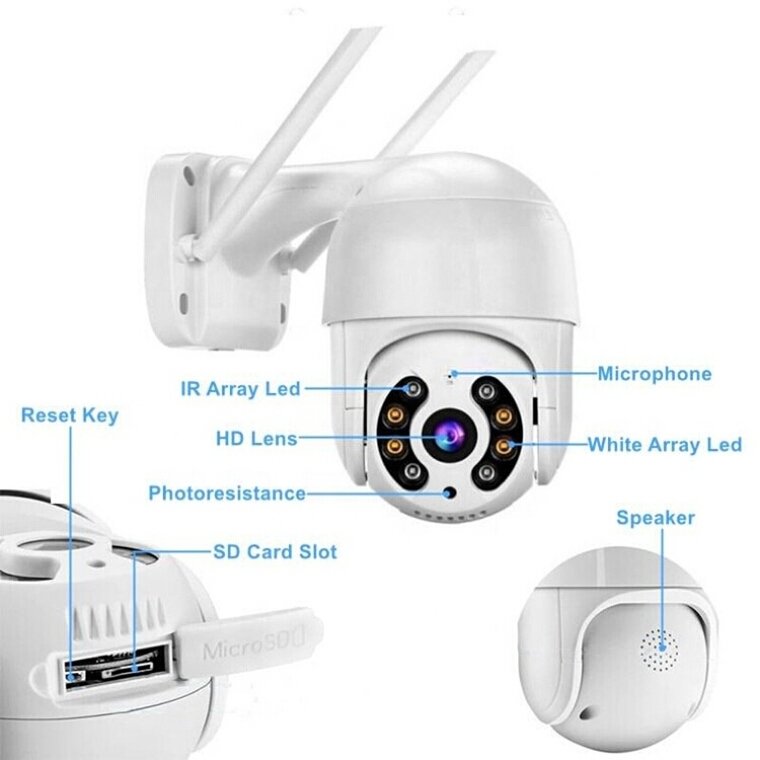 3MP High-Resolution Ptz Dome Wireless WiFi Network CCTV Outdoor IP Security Camera Color Night Vision Infrared