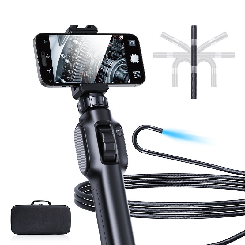 360 Degree Articulating Borescope S43 Two-Way Articulating Borescope Gooseneck Cable Inspection Camera for Automotive Mechanics