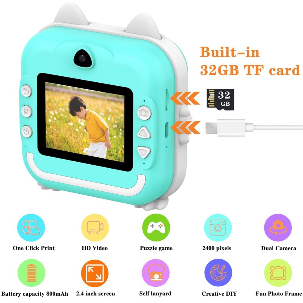 Factory kids toy Digital Children Camera For Photography Mini Thermal Printer instant photo camera Instant Kids Camera