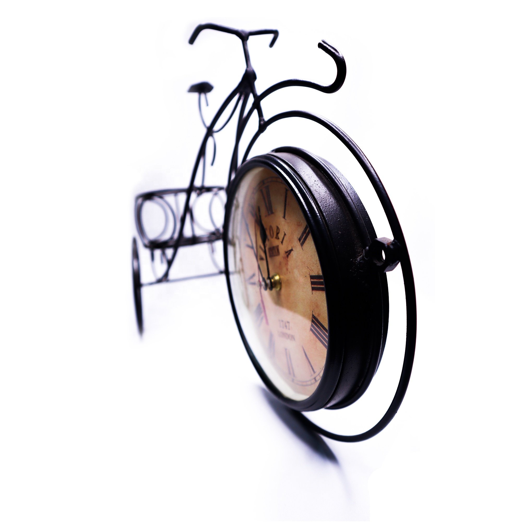 Victoria Desk Clock 1947 London Rickshaw Desk And Table Clock Iron Cycle Rickshaw Home Decor Showpiece (Black)