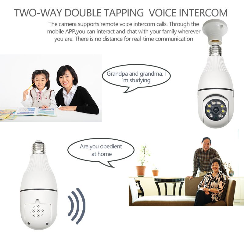 4Mp Home E27 Bulb Wifi Network Camera Night Vision Webcam Human Motion Tracking Memory Card 360 Wireless IP CCTV Indoor Camera