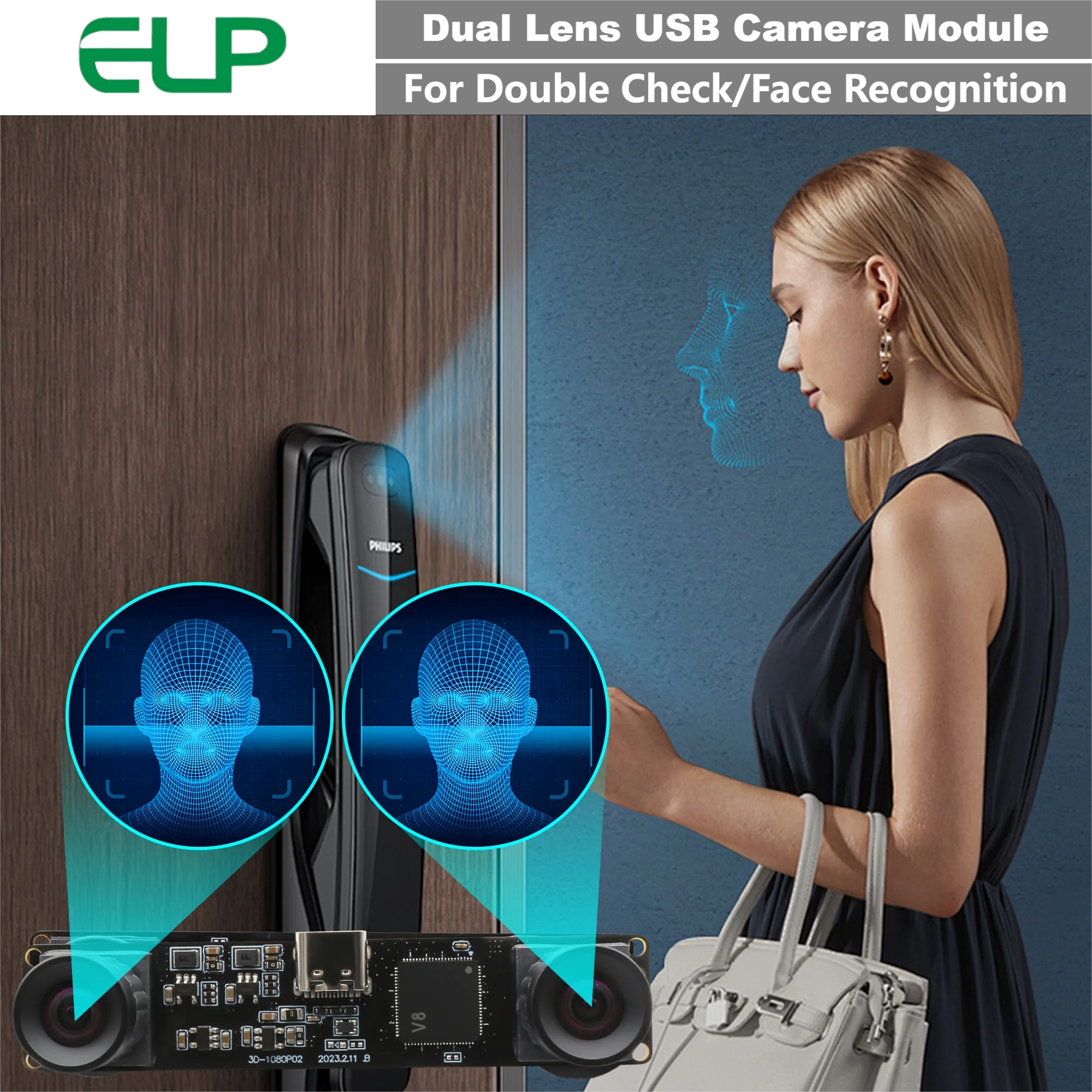 ELP 4MP Dual Lens No Distortion 3840X1080 60fps Synchronization 3D Stereo Camera Module USB for VR Camera 3D Printing Scanning