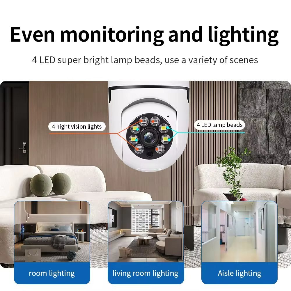 Smart HD Light Bulb Wifi Camera Home Baby Elderly Security Mini Night Vision 1080P Wireless Network Camera