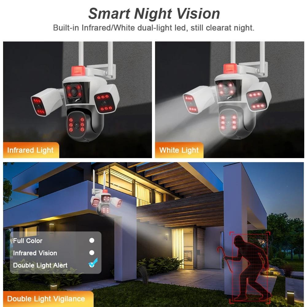 IPC360 Wifi Camera 12MP Three lens Three-Screen Monitor Network Ptz Auto Tracking Night Vision Cctv Camera Home Security