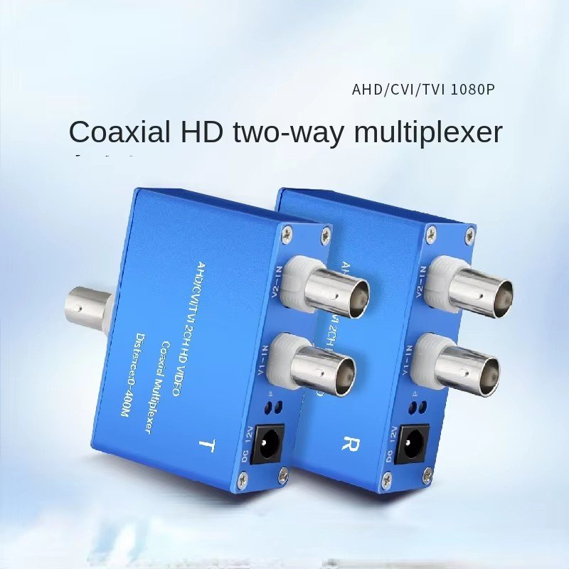 1 To 2 Channel Coaxial HD Video Multiplexer for AHD/CVI/TVI/Analog Cameras Over Cable One Line Transmits Two Signals