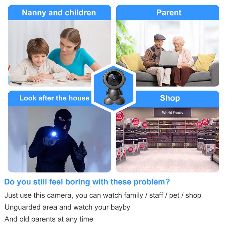 Wistino 3MP indoor HD IP cameras wifi motion detection two way voice mini cctv robot camera