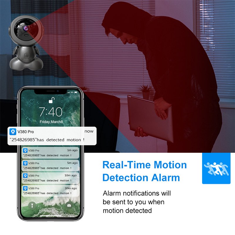 Wistino 3MP indoor HD IP cameras wifi motion detection two way voice mini cctv robot camera