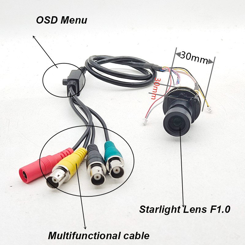 Security CCTV Starlight Low Lux IMX385 3G-SDI CVBS 1080P 60Fps 30x30mm HD-SDI Analog Industry Camera Module Board With OSD Cable