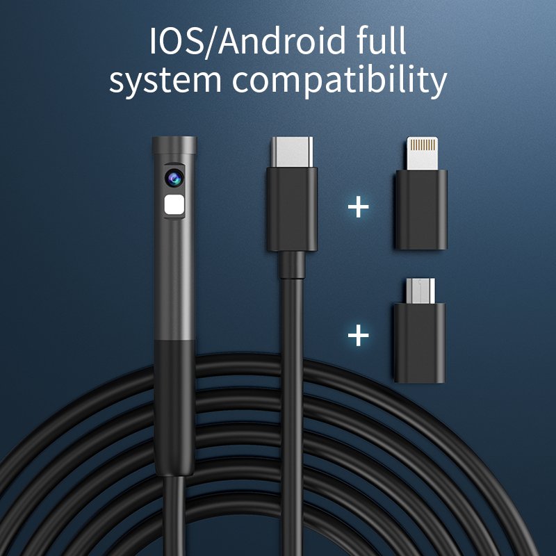ANESOK 3 in 1 USB endoscope camera 1080p camera 8.0mm borescope industrial endoscope for IOS Android