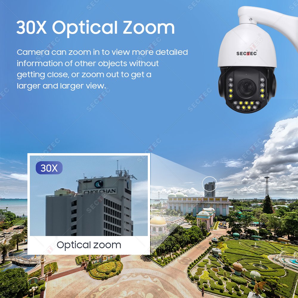 SECTEC 30X Zoom 5MP HD IP PTZ Camera Camhi Wireless Ip Wireless PTZ Network Camera POE 30X Optical Zoom Camera