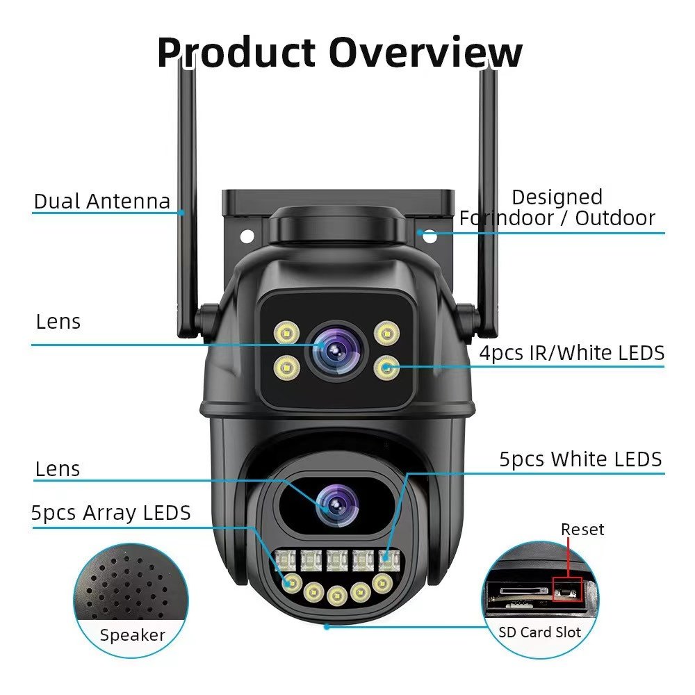 HIKWIFI 6MP iCsee Outdoor Waterproof Wireless Security Camera with Night Vision Full Color Wide Angle SD Card Storage Indoor Use