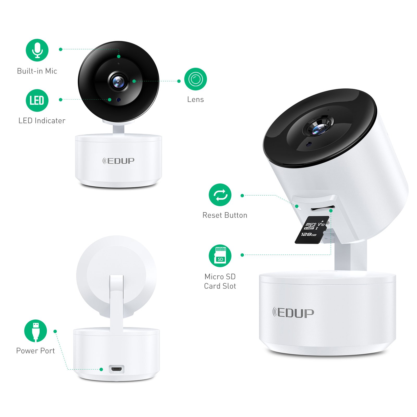 EDUP 2K AI Tracking Tuya Smart Home WiFi Wireless Camera IP Camera Indoor Network Tuya Camera