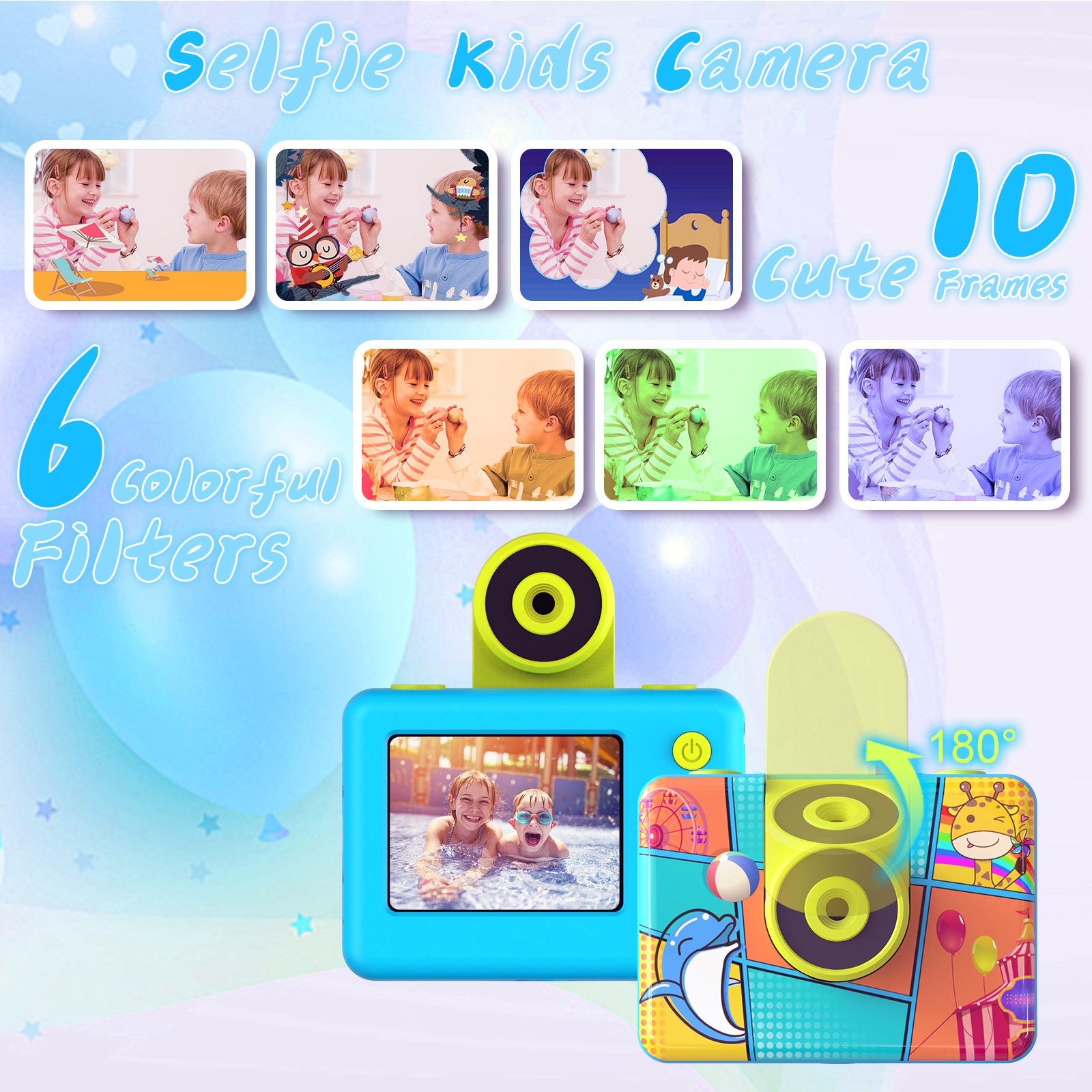 High Quality Easy Use 180 Degree Adjustment High Quality Waterproof Kids Action Camera Kids Gopro Camera
