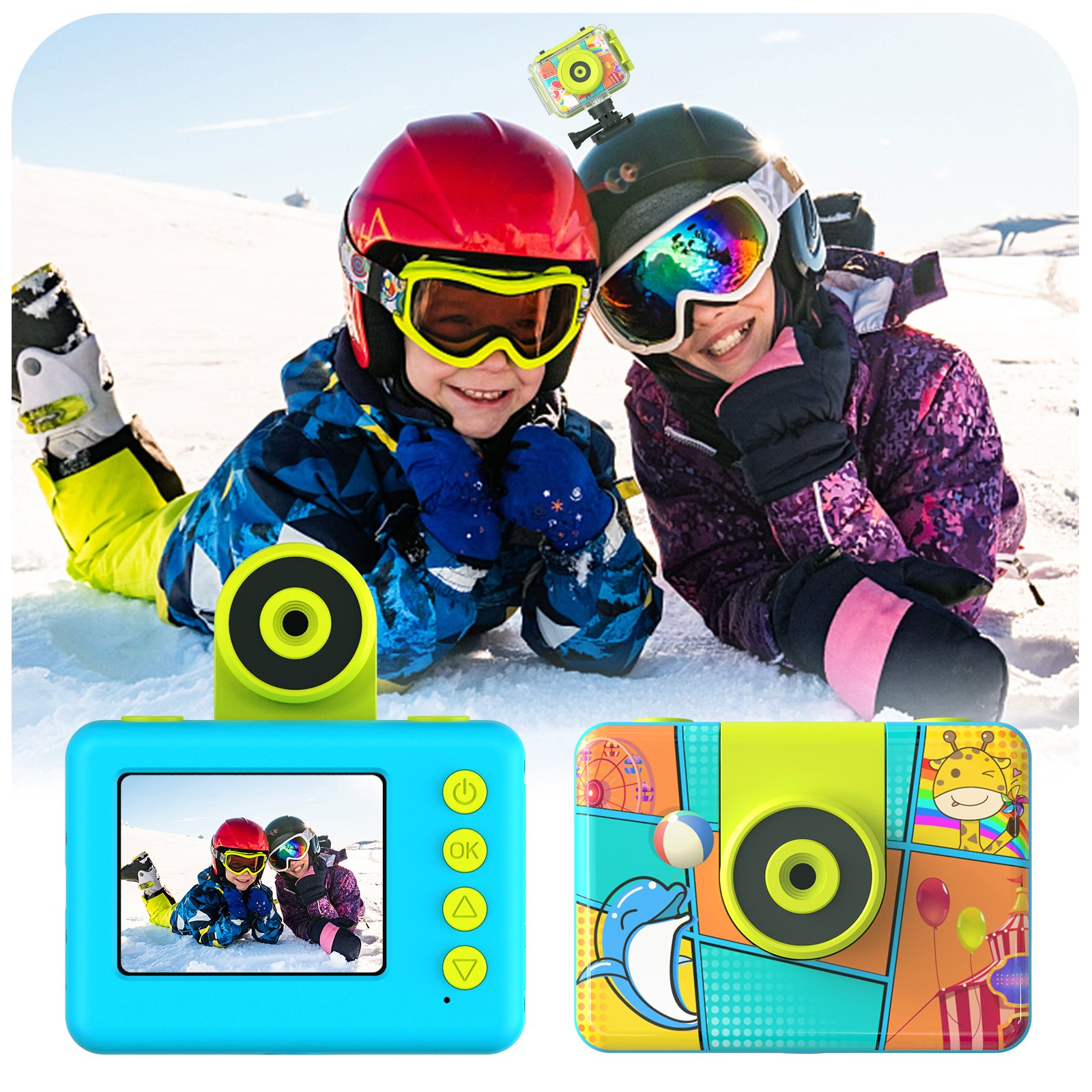 High Quality Easy Use 180 Degree Adjustment High Quality Waterproof Kids Action Camera Kids Gopro Camera