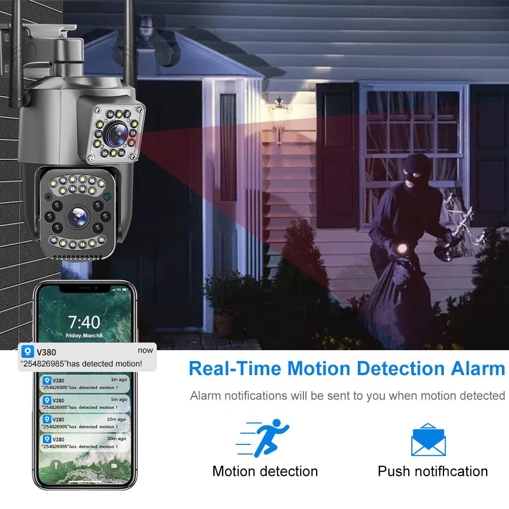 Factory OEM Dual Lens Linkage Camera WiFi Outdoor Waterproof Camera HD IP Smart WiFi V380pro Security Camera