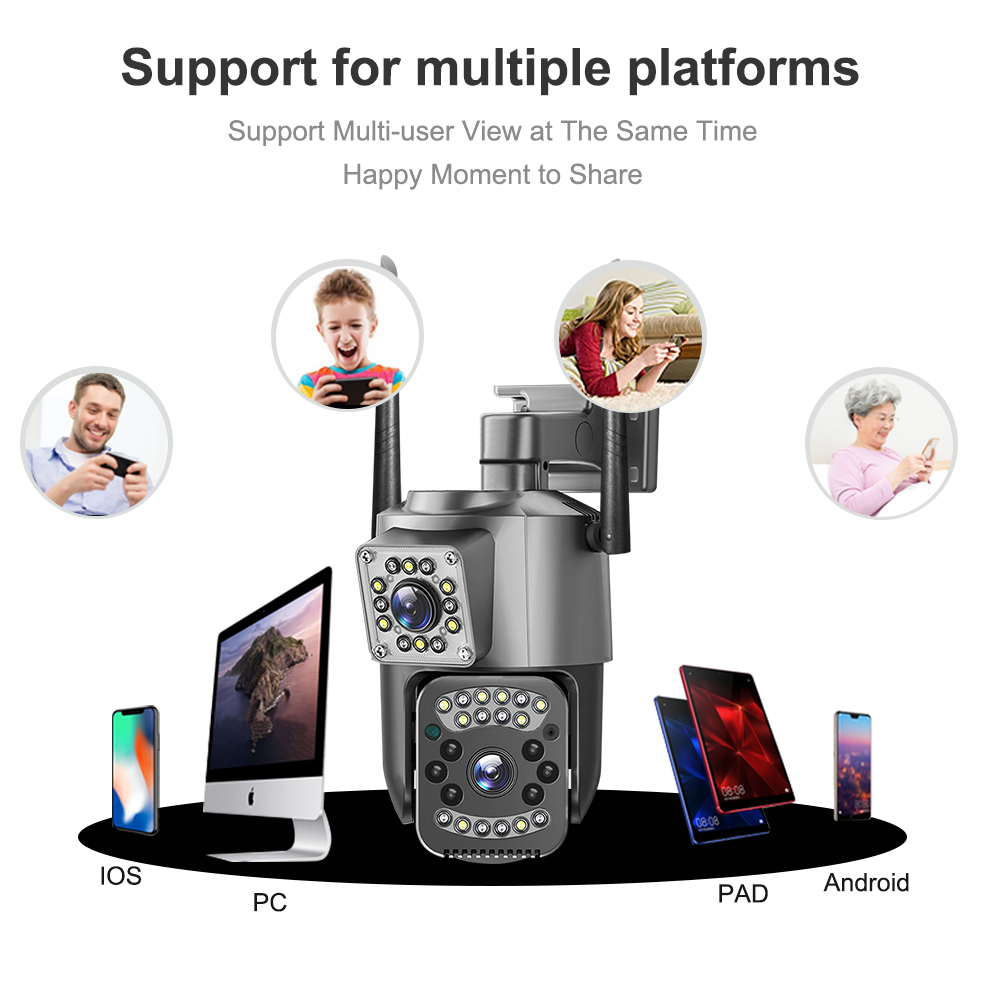 Factory OEM Dual Lens Linkage Camera WiFi Outdoor Waterproof Camera HD IP Smart WiFi V380pro Security Camera