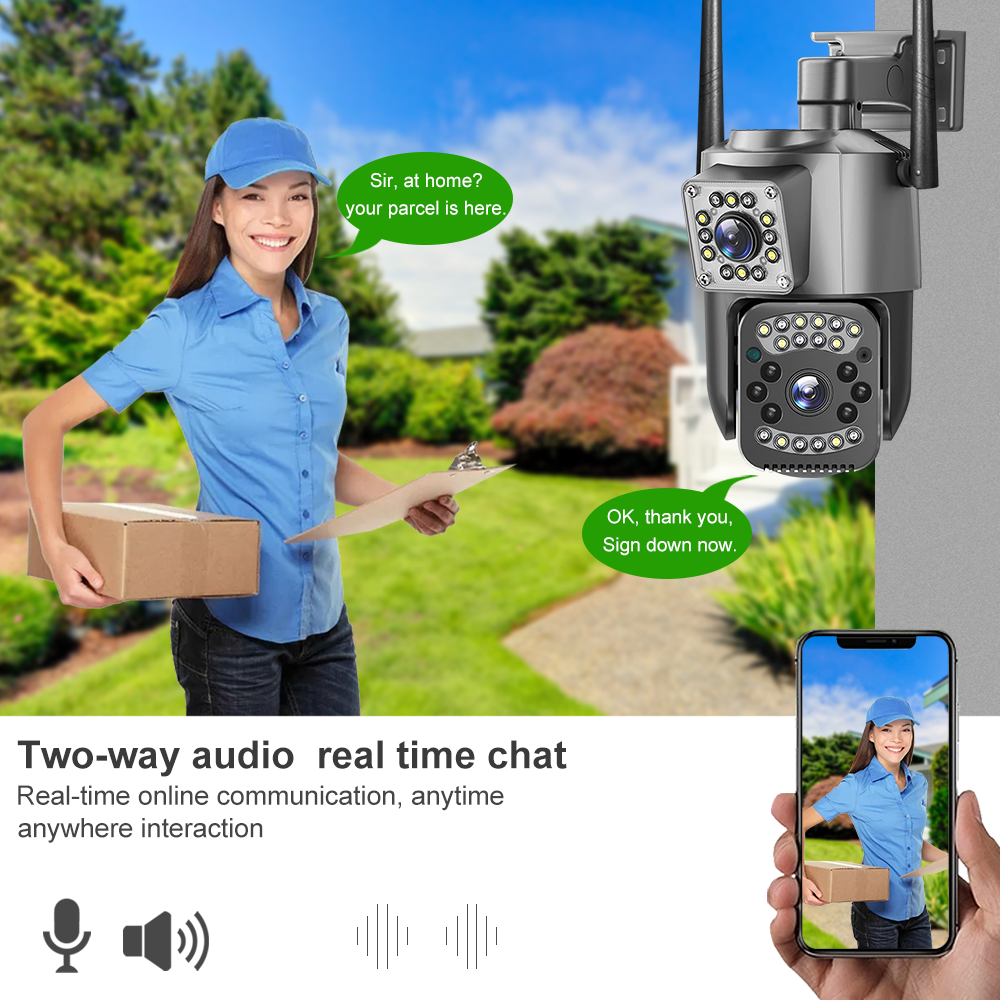 Factory OEM Dual Lens Linkage Camera WiFi Outdoor Waterproof Camera HD IP Smart WiFi V380pro Security Camera