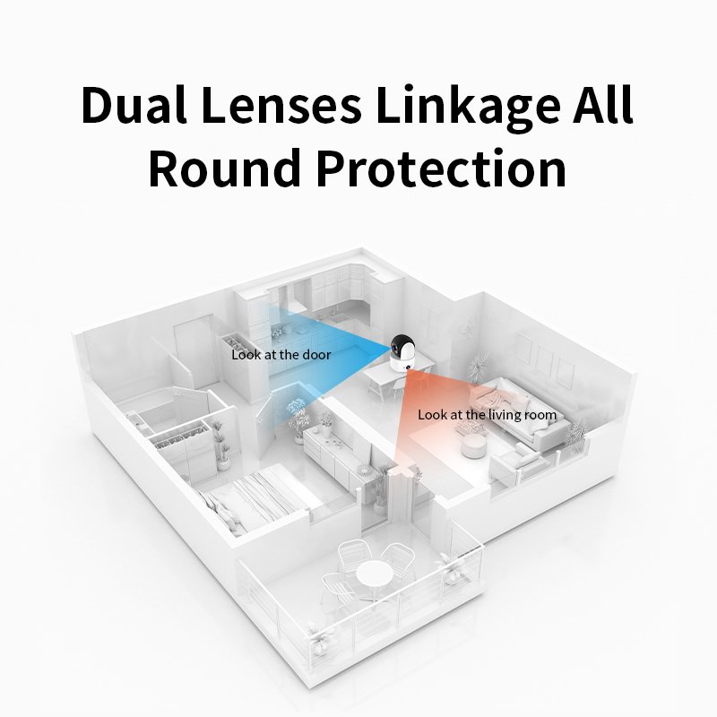 C996DR Vietnam Hot Sale OKAM PRO APP Indoor Dual Lens Camera Home Security Baby Monitor IP Network CCTV Surveillance PT Camera