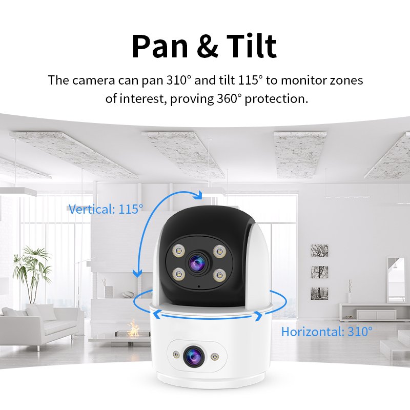 C996DR Vietnam Hot Sale OKAM PRO APP Indoor Dual Lens Camera Home Security Baby Monitor IP Network CCTV Surveillance PT Camera