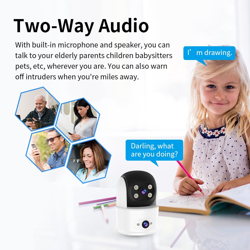 C996DR Vietnam Hot Sale OKAM PRO APP Indoor Dual Lens Camera Home Security Baby Monitor IP Network CCTV Surveillance PT Camera