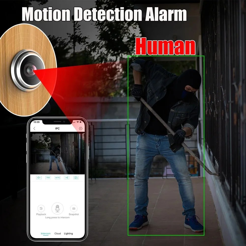 iCSEE Door Eye Hole Security 1080P HD 1.66mm Lens FishEye Wide Angle CCTV Network Mini Peephole Door Wifi Camera P2P Xmeye VMS