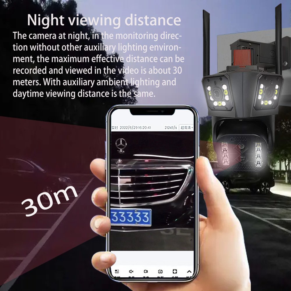 8K 16MP Four Camera Lenses 10X Zoom Security Camera 360 Degrees IP66 Waterproof IP Network WIFI 3 Screen PTZ Camera