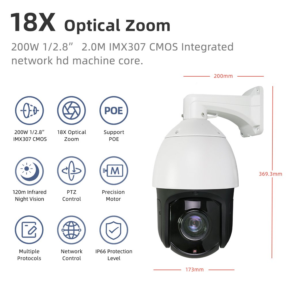 2.0MP 18x long range ptz dome cctv camera anti-rust surveillance camera OEM ODM